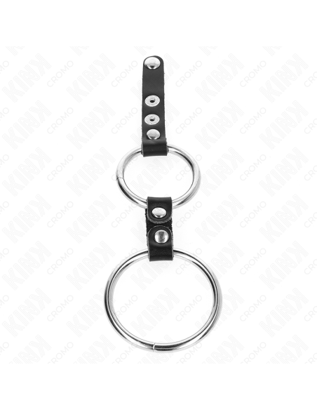 KINK - Dvigubas varpos žiedas nuo 3,8 cm iki 5 cm, sujungtas oda