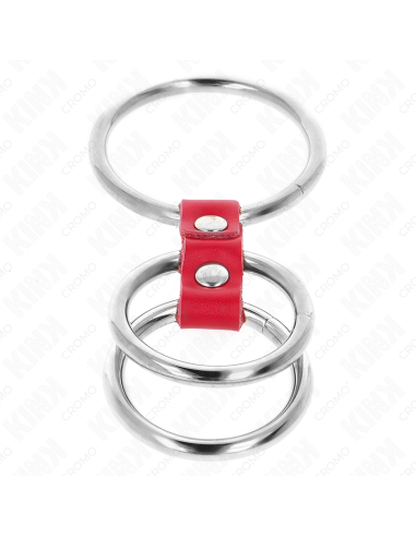 KINK - TRIGUBAS METALINIS VARPOS ŽIEDAS 3,7–5 CM, SUJUNGTAS RAUDONA ODA