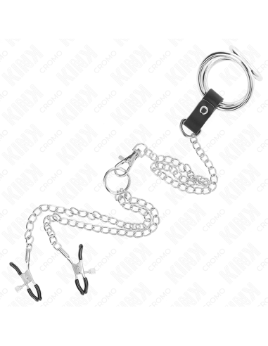 KINK - TRIGUBAS CHROMETAS METALINIS PENIO ŽIEDAS 3 CM IKI 4,5 CM SU 26 CM METALINE GRANDINE IR SPENELIŲ LAIKIKLIAIS