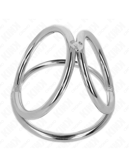 KINK - TRIGUBO CHROME METALINIS PENIO ŽIEDAS 3,8 CM IKI 5 CM, 2 MODELIS