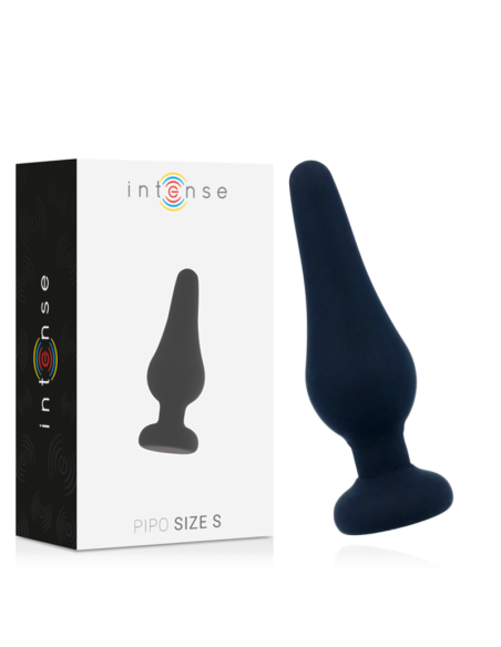 INTENSE - Analinis kaištis PIPO S juodo silikono 9,8 cm