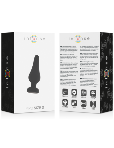 INTENSE - Analinis kaištis PIPO S juodo silikono 9,8 cm