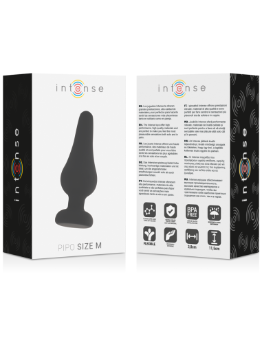 INTENSE - Analinis kaištis PIPO M, juodo silikono, 11 cm