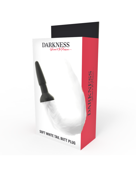 DARKNESS - silikoninis analinis kaištis su balta uodegėle