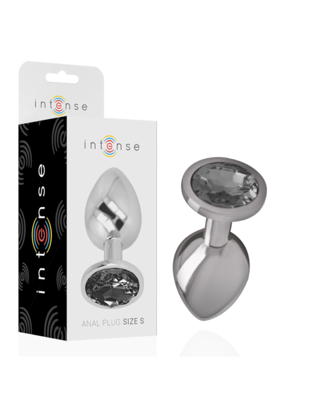 INTENSE - ALUMINUM METAL ANAL PLUG WITH BLACK CRYSTAL SIZE S