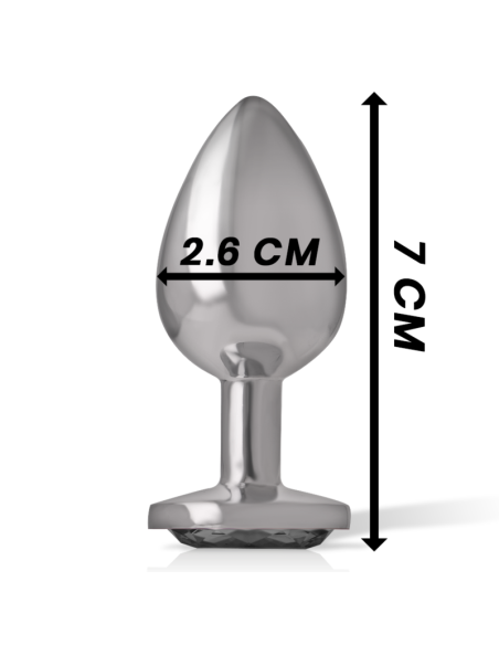 INTENSE - ALUMINUM METAL ANAL PLUG WITH BLACK CRYSTAL SIZE S