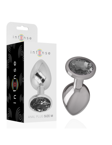 INTENSE - ALUMINUM METAL ANAL PLUG WITH BLACK GLASS SIZE M