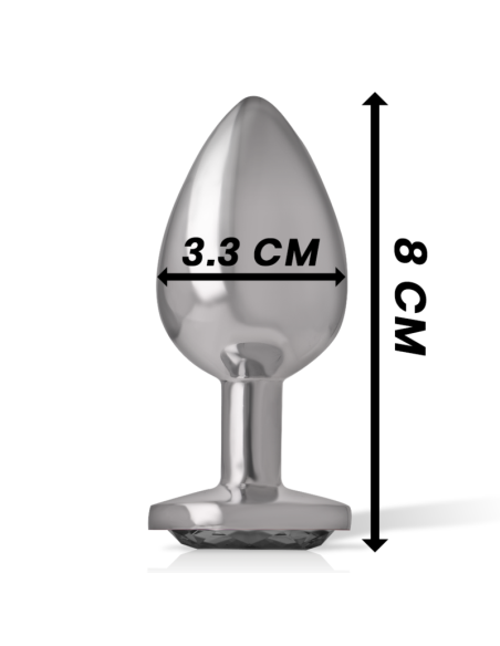 INTENSE - ALUMINUM METAL ANAL PLUG WITH BLACK GLASS SIZE M