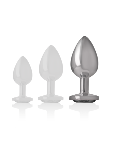 INTENSE - ALUMINUM METAL ANAL PLUG WITH BLACK GLASS SIZE L