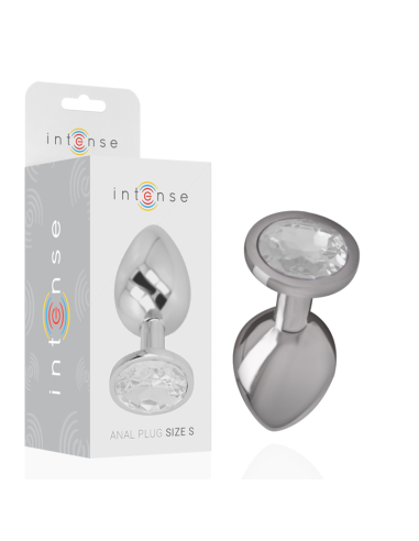 INTENSE - ALUMINUM METAL ANAL PLUG WITH SILVER CRYSTAL SIZE S