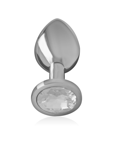 INTENSE - ALUMINUM METAL ANAL PLUG WITH SILVER CRYSTAL SIZE S
