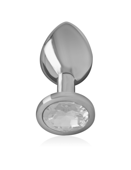 INTENSE - ALUMINUM METAL ANAL PLUG WITH SILVER CRYSTAL SIZE S