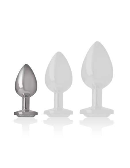 INTENSE - ALUMINUM METAL ANAL PLUG WITH SILVER CRYSTAL SIZE S