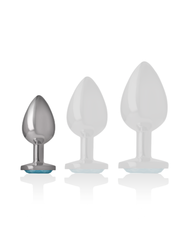 INTENSE - ALUMINUM METAL ANAL PLUG WITH BLUE CRYSTAL SIZE S