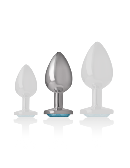INTENSE - ALUMINUM METAL ANAL PLUG WITH BLUE GLASS SIZE M
