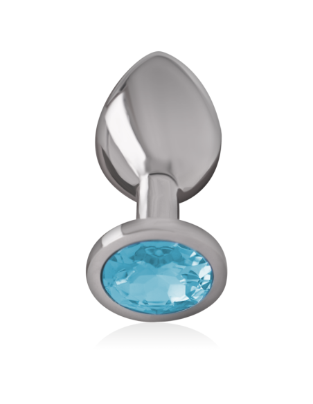 INTENSE - ALUMINUM METAL ANAL PLUG WITH BLUE CRYSTAL SIZE L