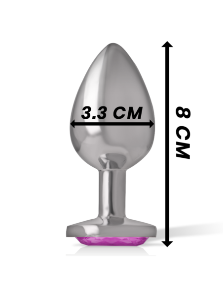 INTENSE - ALUMINUM METAL ANAL PLUG WITH PINK CRYSTAL SIZE M