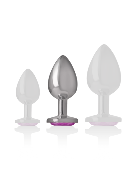 INTENSE - ALUMINUM METAL ANAL PLUG WITH PINK CRYSTAL SIZE M
