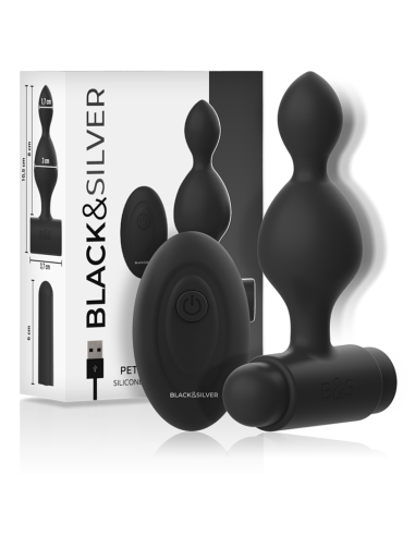 BLACKandSILVER - TUCKER MAŽAS SILIKONINIS ANALINIS KAIŠTIS SU NUOTOLINIO VALDYMO VALDYMU