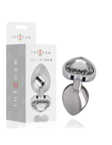 INTENSE - ALUMINUM METAL ANAL PLUG WHITE HEART SIZE M