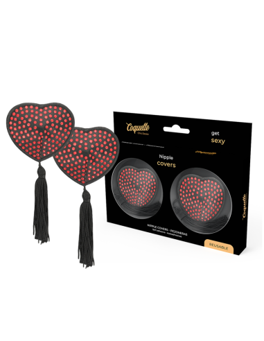 COQUETTE CHIC DESIRE – ŠIRDELĖS FORMOS SPENELIŲ DANGTELIAI, JUODOS – RAUDONOS FORMOS