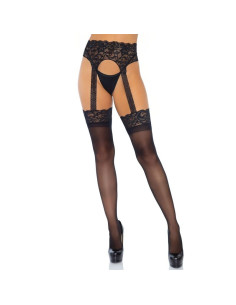 LEG AVENUE - OPAQUE GARTERBELT STOCKING ONE SIZE 2