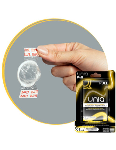 UNIQ - PULL prezervatyvai be latekso su juostelėmis, 3 vnt.