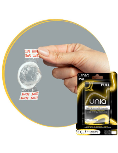 UNIQ - PULL prezervatyvai be latekso su juostelėmis, 3 vnt.
