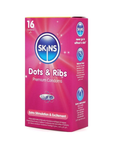 SKINS - DOTS and RIBS PREMIUM CONDOMS PACK 16