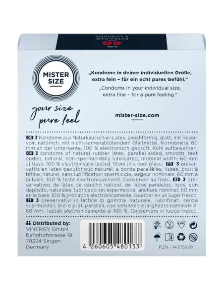 MISTER SIZE - PREZERVATYVŲ DYDIS XL 60 MM (3 VIENETAI)