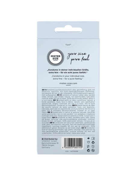 MISTER SIZE - CONDOM SIZE XL 60 MM (10 UNITS)