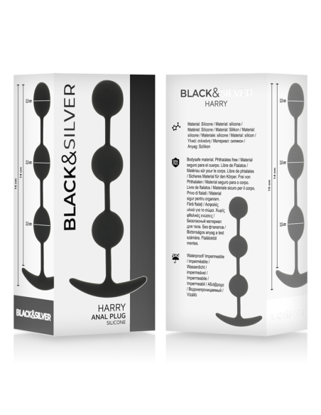 BLACKandSILVER - HARRY ANAL ROŽINIS 3 SILIKONINĖS RUTULIAI 14 CM