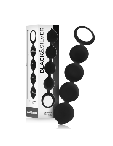 BLACKandSILVER - LENNON ANAL ROŽINIS 4 SILIKONINĖS RUTULIUKĖS 15 CM