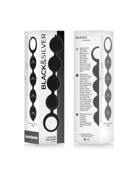 BLACKandSILVER - LENNON ANAL ROŽINIS 4 SILIKONINĖS RUTULIUKĖS 15 CM