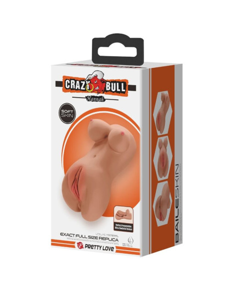 CRAZY BULL - Hannah dvigubas masturbatorius su makštimi ir išangės anumu, realistiškas mulatas
