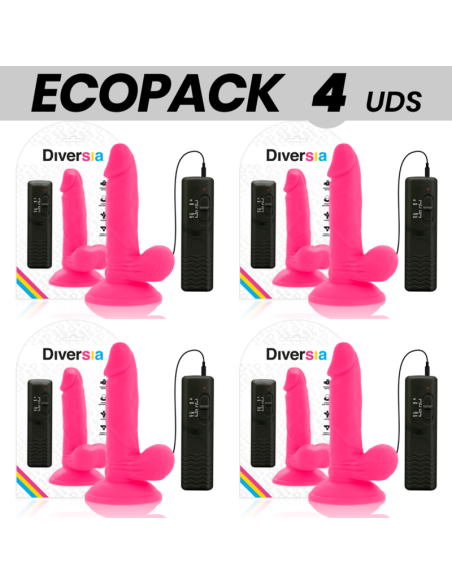 ECOPACK 6 VIENETŲ - DIVERSIA LANKSTUS VIBRUOJAMAS DILDO ROŽINIS 17 CM - O- 3,3 CM