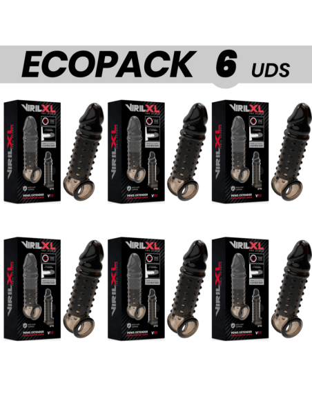 ECOPACK 6 UNITS - VIRILXL PENIS EXTENSION AND SHEATH V11 BLACK