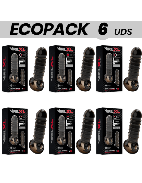 ECOPACK 6 UNITS - VIRILXL PENIS EXTENSION AND SHEATH V15 BLACK