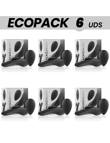 ECOPACK 6 UNITS - BLACKandSILVER PRESTON RECHARGEABLE SILICONE VIBRATOR PANTIE BLACK
