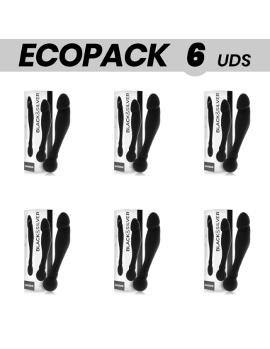 ECOPACK 6 VIENETŲ - BLACKandSILVER KARL G TAŠKO STIMULIACINIS DILDO 18 CM