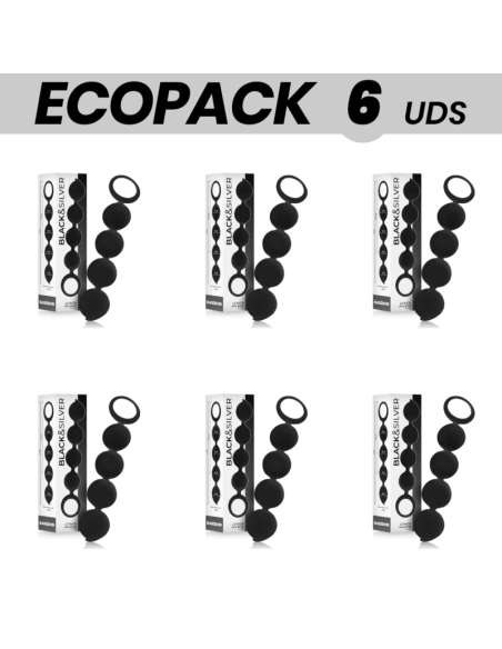 ECOPACK 6 VIENETAI - BLACKandSILVER LENNON ANALINIS KAMŠTELIS SU ANALINIS DUOBELĖMIS 15 CM