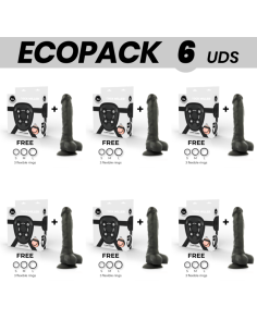 ECOPACK 6 UNITS - COCK MILLER HARNESS SILICONE DENSITY ARTICULABLE BLACK COCKSIL 18 CM