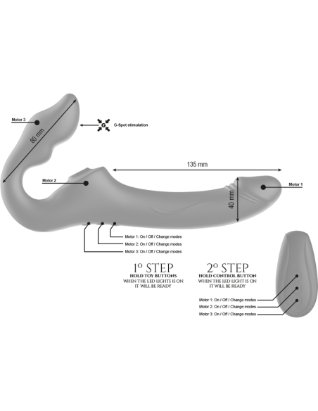 IBIZA - REMOTE CONTROL STRAPLESS VIBRATOR 3 MOTORS 1000 COMBINATIONS.
