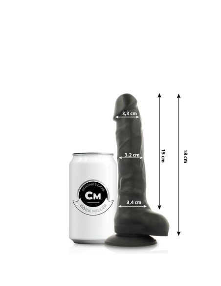 COCK MILLER - REALISTINIS SILIKONINIS TANKIS FORMULINIS DILDO, JUODAS, 18 CM