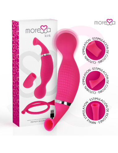 MORESSA - KIRK DUO SUCTION DAUGIAFUNKCIS MASAŽUOJAMASIS ĮKRAUNAMAS PREMIUM KLASĖS SILIKONIS