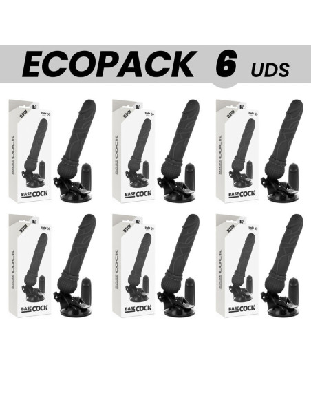 ECOPACK 6 UNITS - BASECOCK REALISTIC VIBRATOR REMOTE CONTROL BLACK 19.5 CM -O- 4 CM