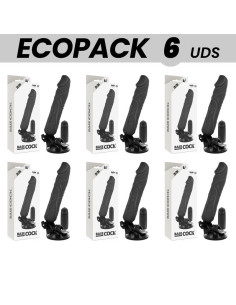 ECOPACK 6 UNITS - BASECOCK REALISTIC VIBRATOR REMOTE CONTROL BLACK 20 CM -O- 4 CM