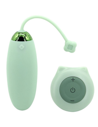 ARMONY - KITTY FUN KIAUŠINIO VIBRATORIUS SU NUOTOLINIO VALDYMO VALDYMU, 10 VIBRAVIMŲ, ŽALIAS