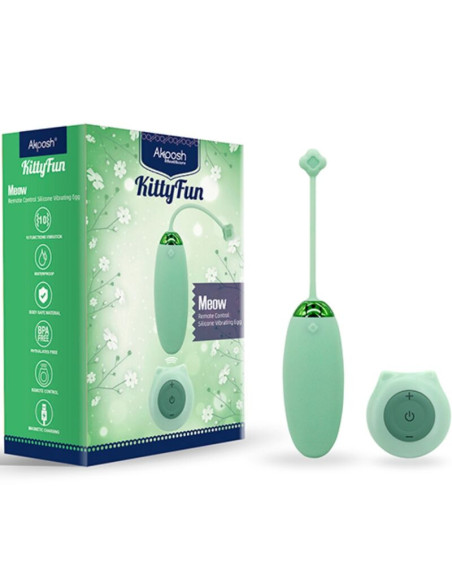 ARMONY - KITTY FUN KIAUŠINIO VIBRATORIUS SU NUOTOLINIO VALDYMO VALDYMU, 10 VIBRAVIMŲ, ŽALIAS