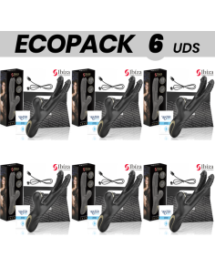 ECOPACK 6 VIENETŲ - IBIZA TWO DRAGONS DVIGUBAS VIBRATORIUS JUODAS